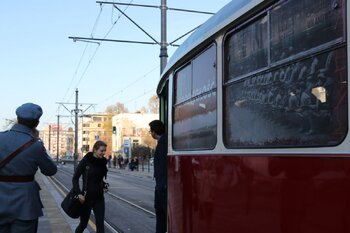 Tramwaj linii „N” znów wyjechał w trasę! – 6 listopada 2018. Fot. Aleksandra Wierzchowska (IPN)