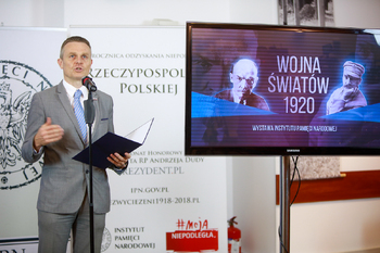 Dr. Paweł Błażewicz. Konferencja prasowana temat działań IPN w związku z 100. rocznicą Bitwy Warszawskiej – 11 sierpnia 2020. Fot. Sławek Kasper (IPN)
