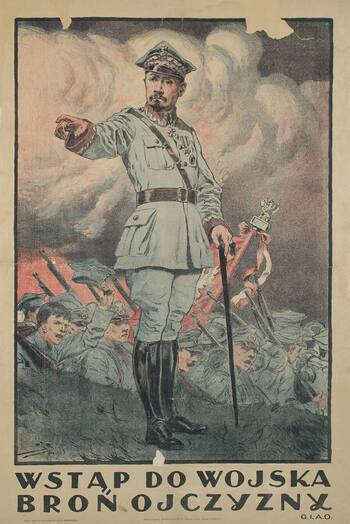 Plakaty IPN przedstawiające gen. Józefa Hallera oraz reprinty plakatów nawołujących do wstępowania w szeregi Armii Ochotniczej.